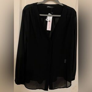 NWT Sheer Black Button-down Shirt